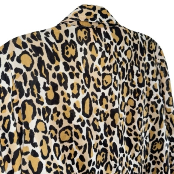 Tory Burch Leopard Print Long Sleeve Button Front Gold Buttons Sz 2 MobWife - Picture 6 of 15